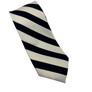 Nautica Classic Navy and Cream Striped Tie 100% Silk